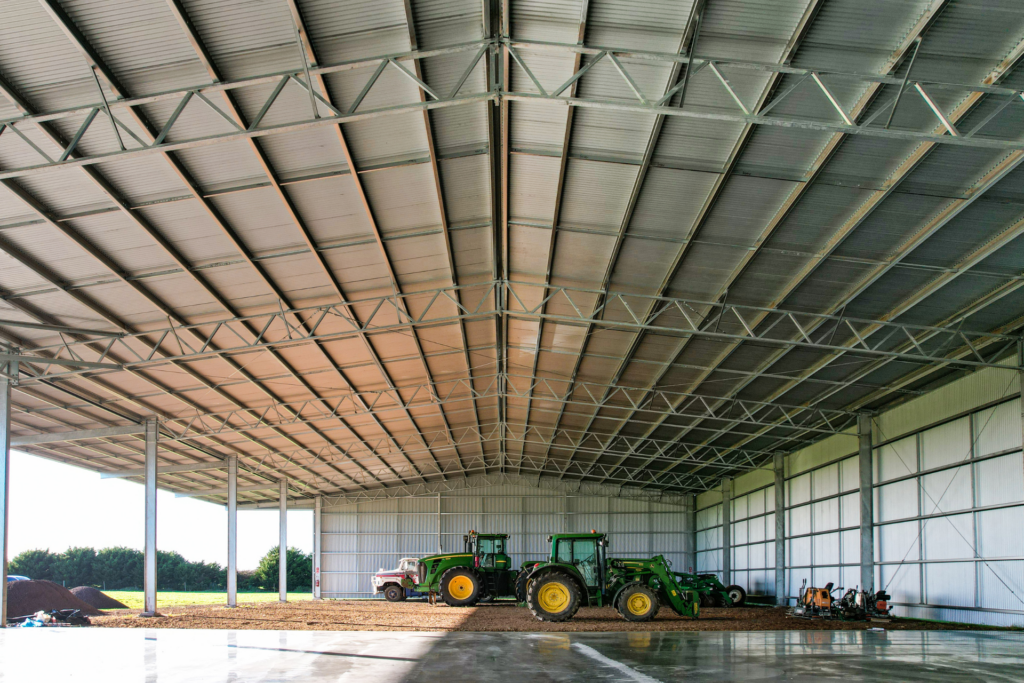 56m x 24m x 6.75m machinery shed with 6 metre canopy - Action Steel