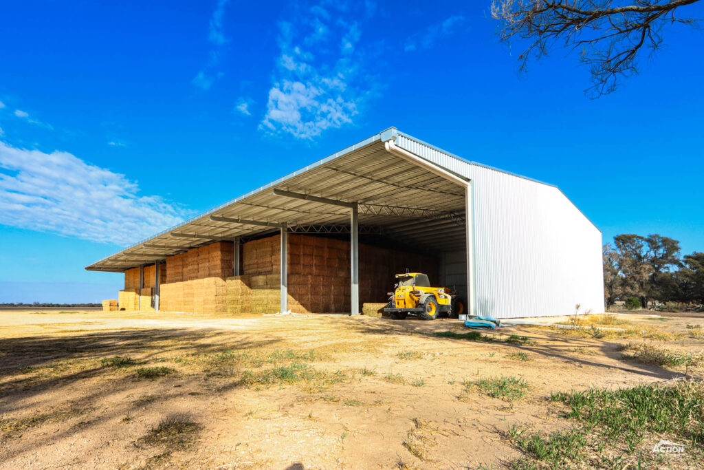 Hay shed with canopy at Nhill