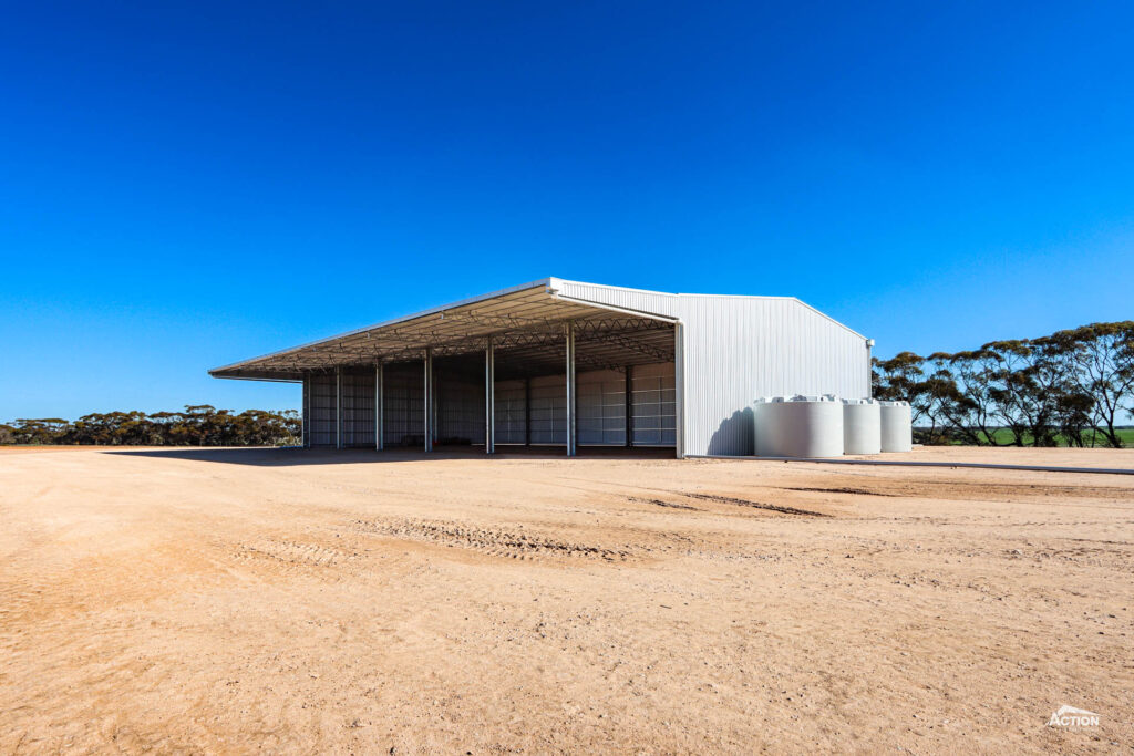 24m span shed with tanks