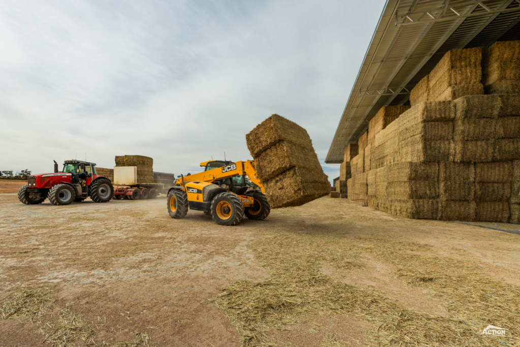 4000 bale hay shed loaded with telehandler