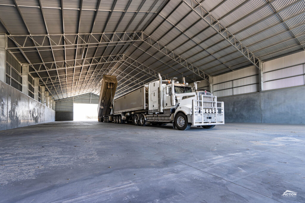 Truck tipping in Grain shed